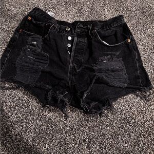 Levi's Black Distressed Jean Shorts